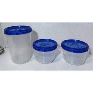 Ziploc Twist n Loc Preowned Round Plastic Storage Containers w/Lids Lot of 3